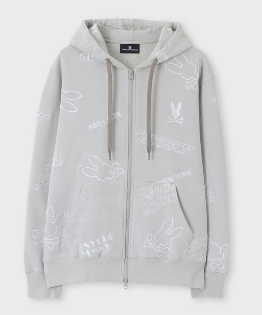 エンブロイダリーロゴパターン ジップパーカ