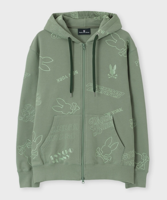 エンブロイダリーロゴパターン ジップパーカ