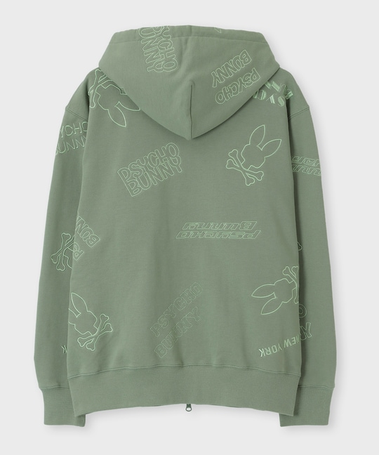 エンブロイダリーロゴパターン ジップパーカ