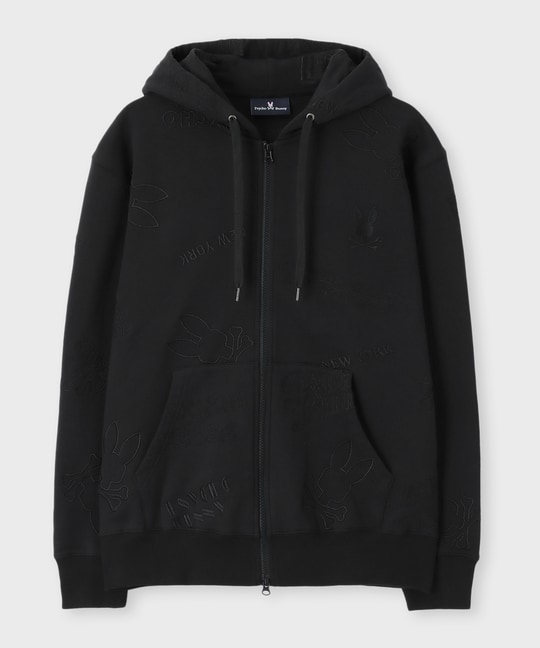 エンブロイダリーロゴパターン ジップパーカ