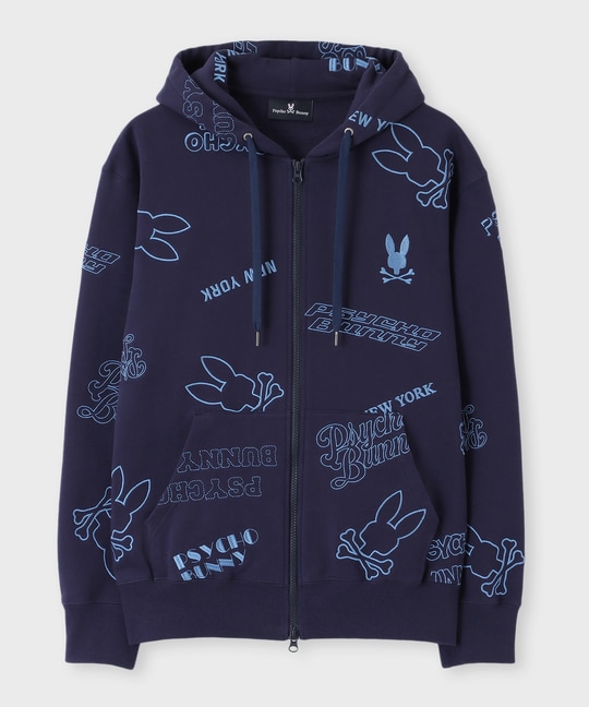 エンブロイダリーロゴパターン ジップパーカ