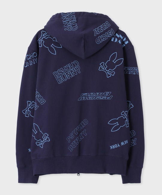 エンブロイダリーロゴパターン ジップパーカ