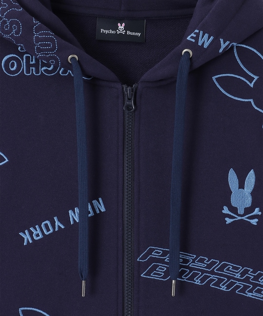 エンブロイダリーロゴパターン ジップパーカ