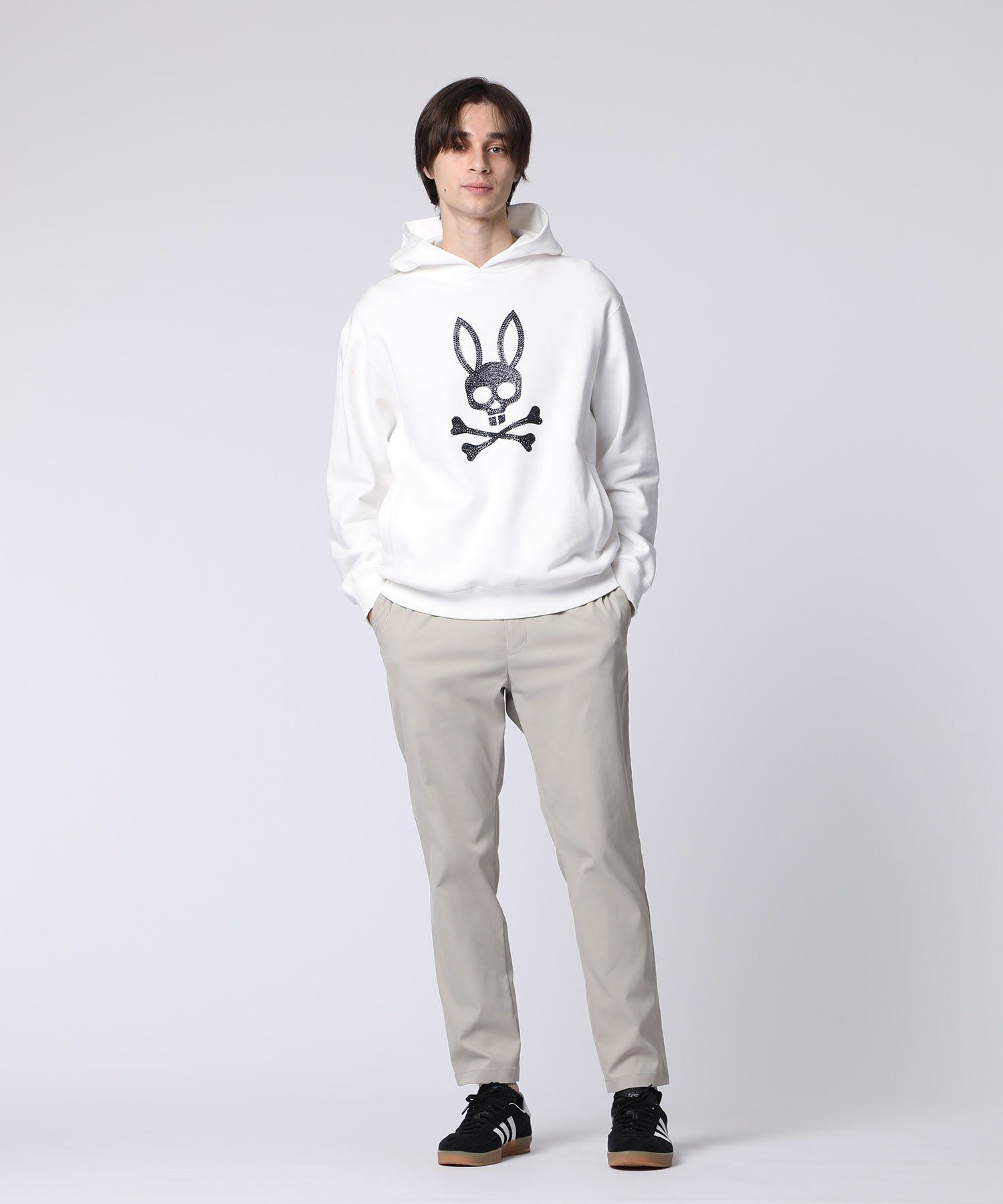 サイコバニー ストレッチブルゾン ウィンドブレーカー XL ホワイト タグ付 Psycho Bunny（サイコバニー） ブルゾン アウター 「GOLF」ストレッチ