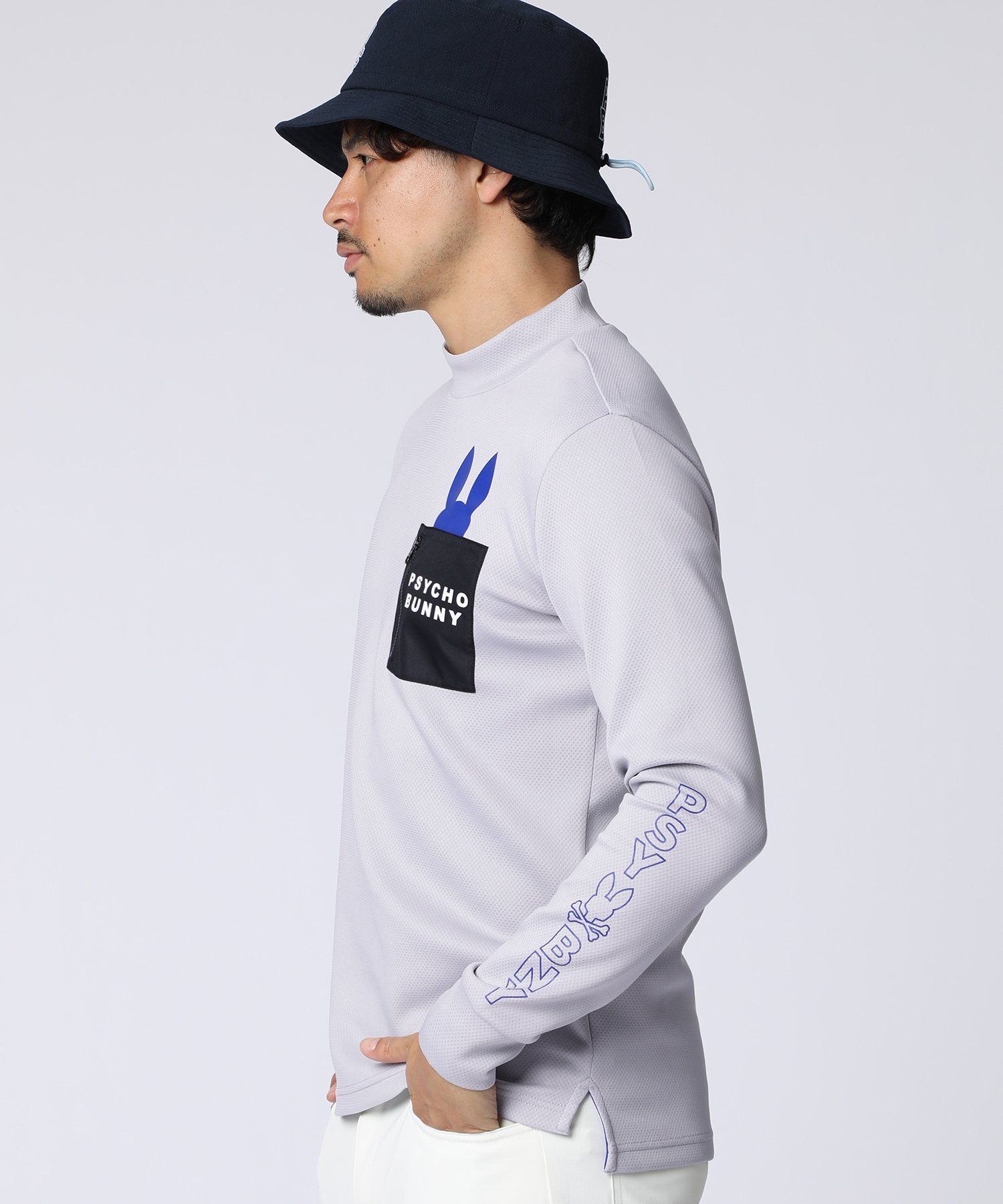 GOLF]アームロゴ ポケットバニーモックネックTシャツ｜Psycho Bunny