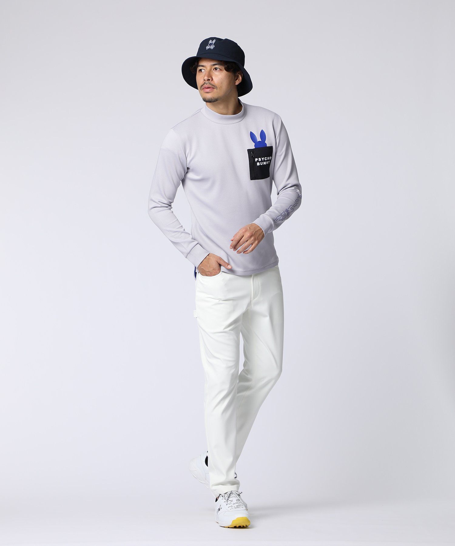 GOLF]アームロゴ ポケットバニーモックネックTシャツ｜Psycho Bunny