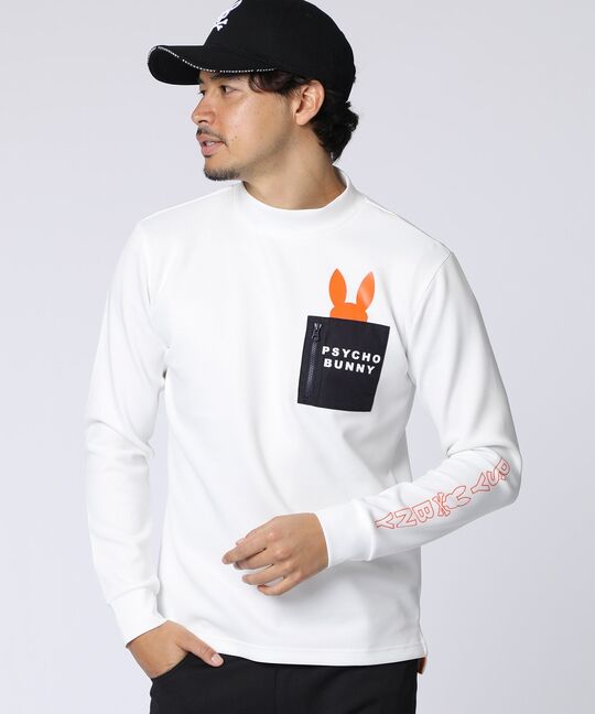 [GOLF]アームロゴ ポケットバニーモックネックTシャツ