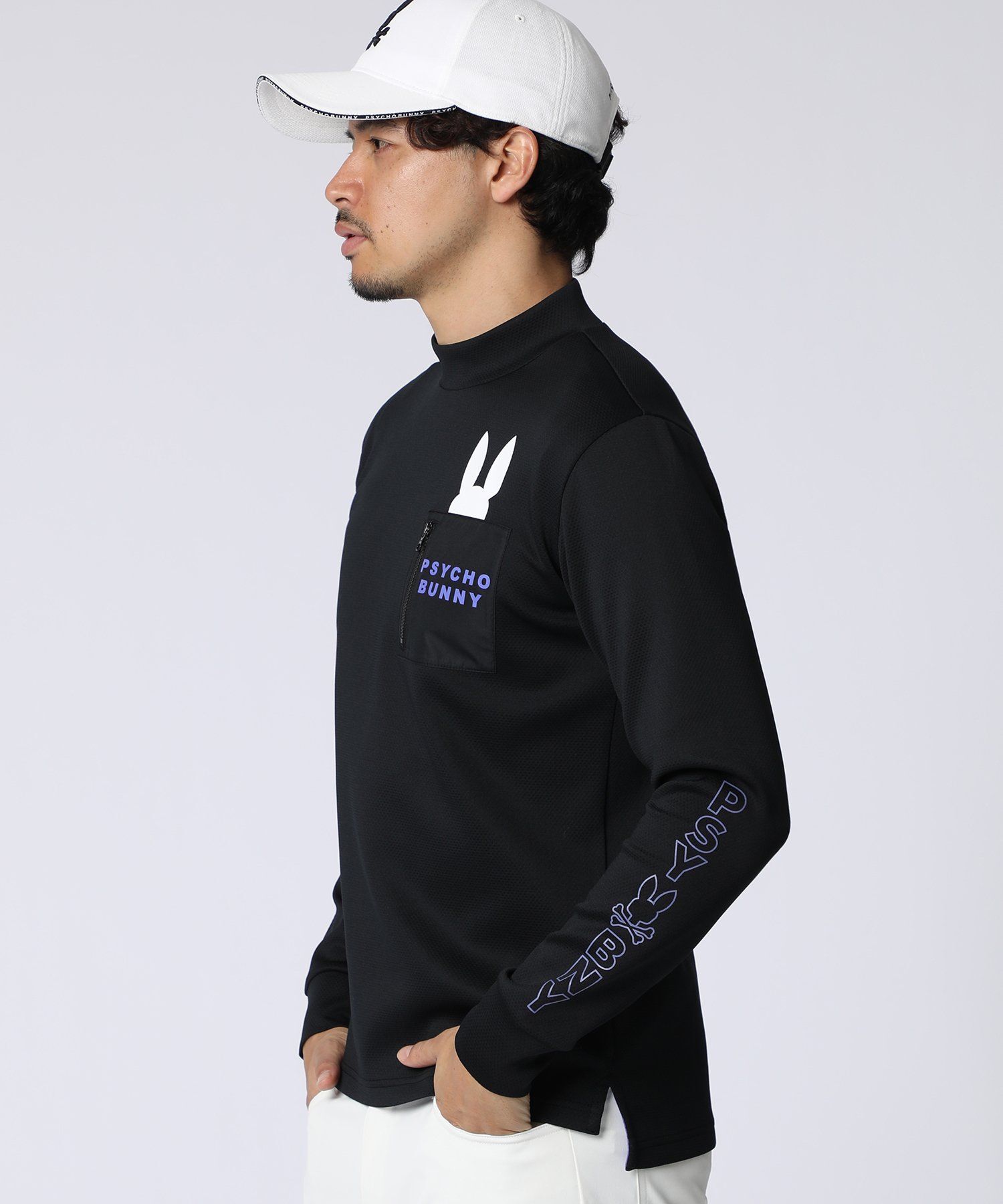GOLF]アームロゴ ポケットバニーモックネックTシャツ｜Psycho Bunny