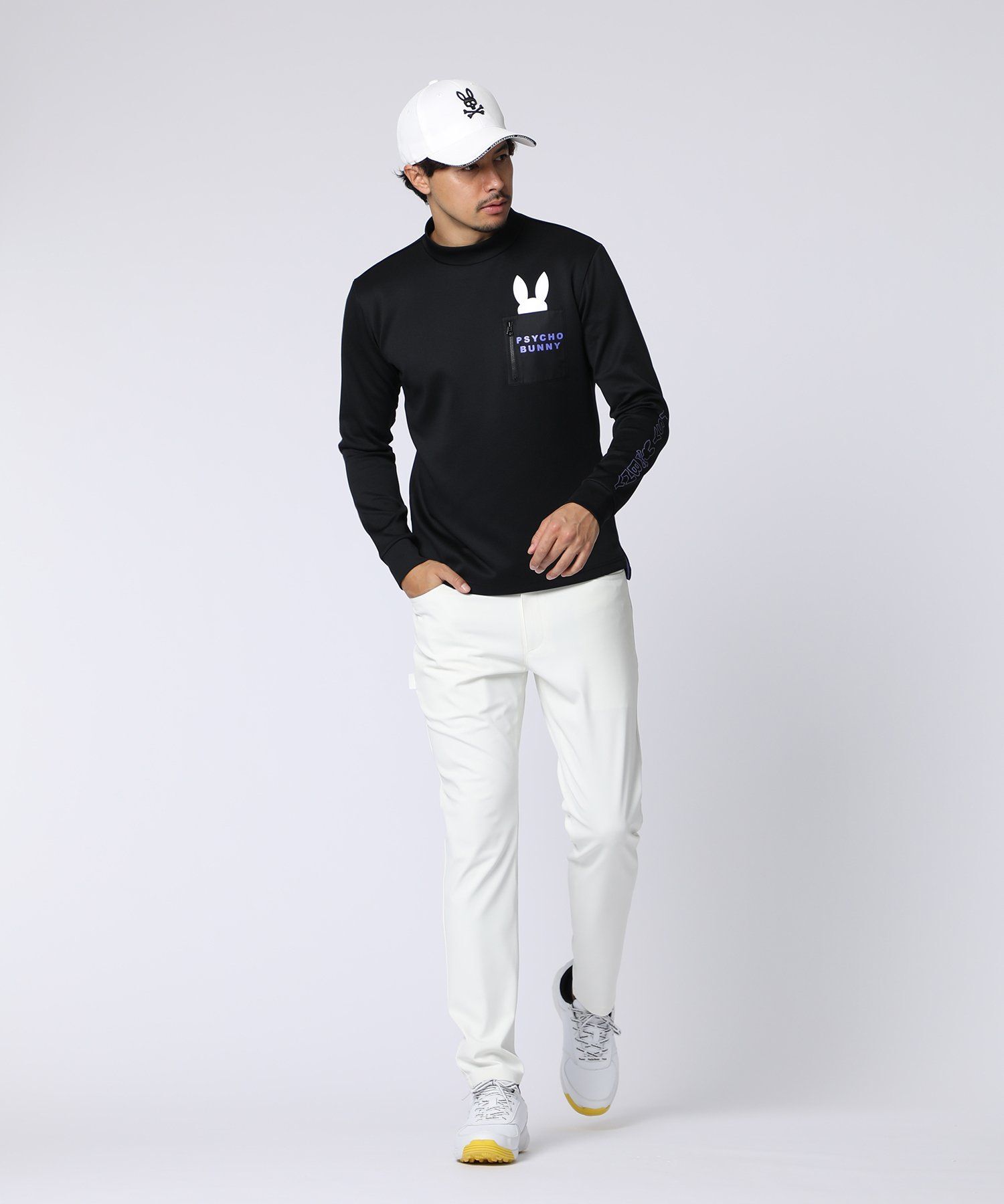 GOLF]アームロゴ ポケットバニーモックネックTシャツ｜Psycho Bunny