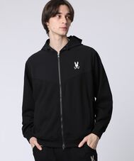 異素材切替 ワッフルストレッチパーカ