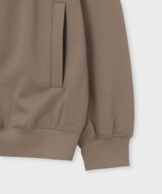 異素材切替 ワッフルストレッチパーカ