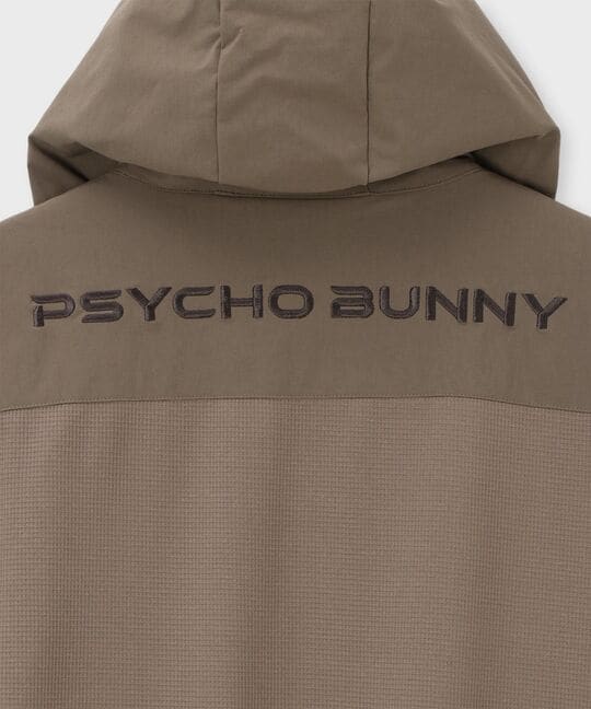 異素材切替 ワッフルストレッチパーカ