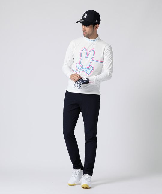 [GOLF]ラインモチーフ 裏起毛モックネック ロングスリーブTシャツ