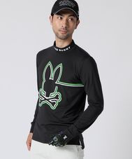 [GOLF]ラインモチーフ 裏起毛モックネック ロングスリーブTシャツ