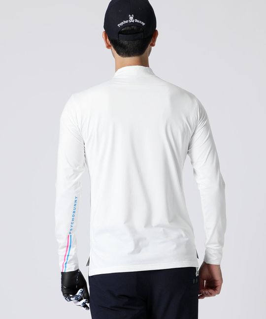 [GOLF]ラインモチーフ 裏起毛モックネック ロングスリーブTシャツ