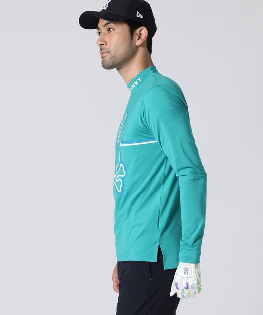 [GOLF]ラインモチーフ 裏起毛モックネック ロングスリーブTシャツ