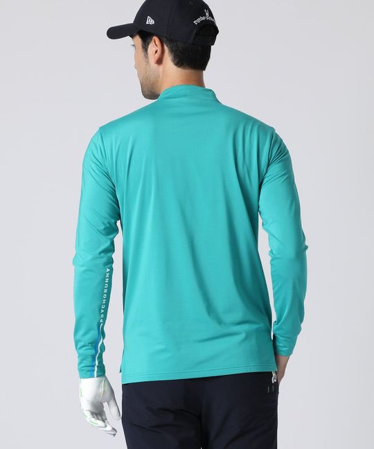 [GOLF]ラインモチーフ 裏起毛モックネック ロングスリーブTシャツ