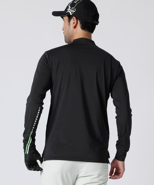 [GOLF]ラインモチーフ 裏起毛モックネック ロングスリーブTシャツ