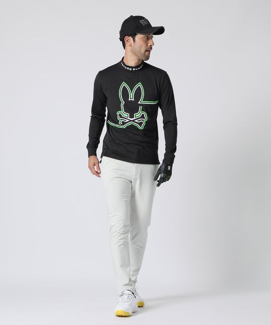 [GOLF]ラインモチーフ 裏起毛モックネック ロングスリーブTシャツ