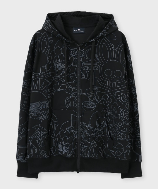 サイケデリック総柄 ストレッチフルジップパーカー