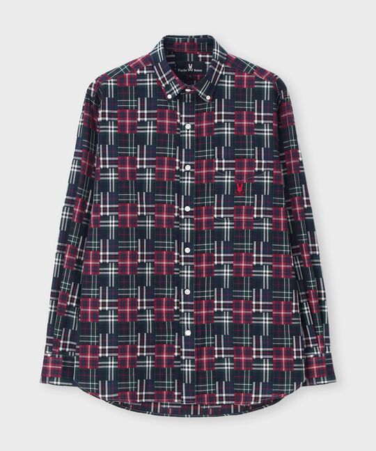 ランダムパッチワークチェックシャツ