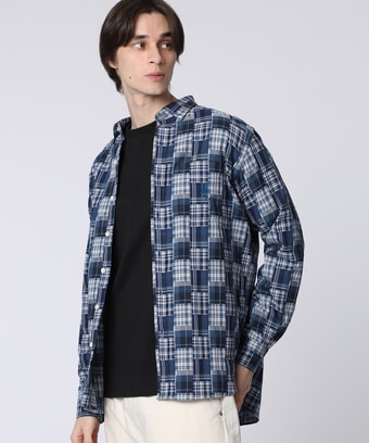 ランダムパッチワークチェックシャツ