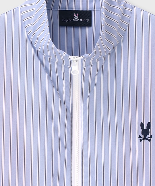 シャツファブリック スタンドカラー ダブルジップブルゾン