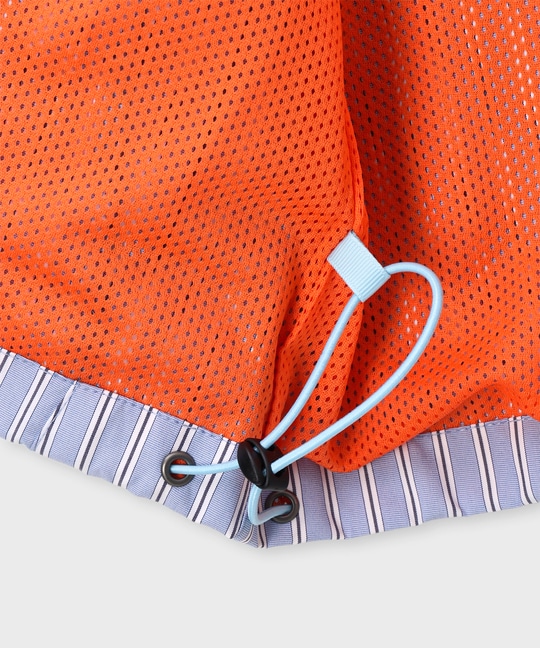 シャツファブリック スタンドカラー ダブルジップブルゾン