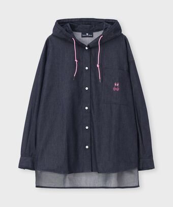 [WOMEN]BUNNY デニムフードシャツ