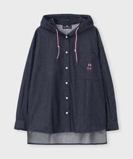 [WOMEN]BUNNY デニムフードシャツ