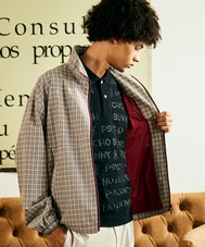 コットンライク ミニチェック スタンドカラーブルゾン