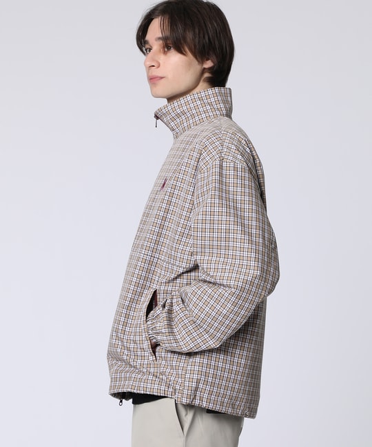 コットンライク ミニチェック スタンドカラーブルゾン