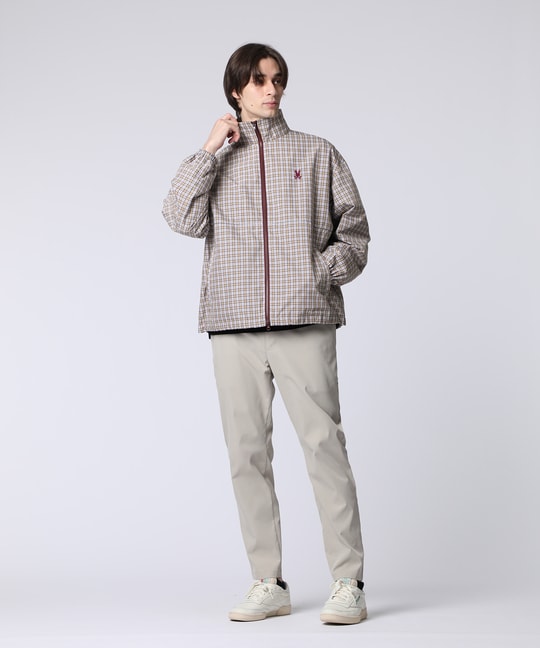 コットンライク ミニチェック スタンドカラーブルゾン