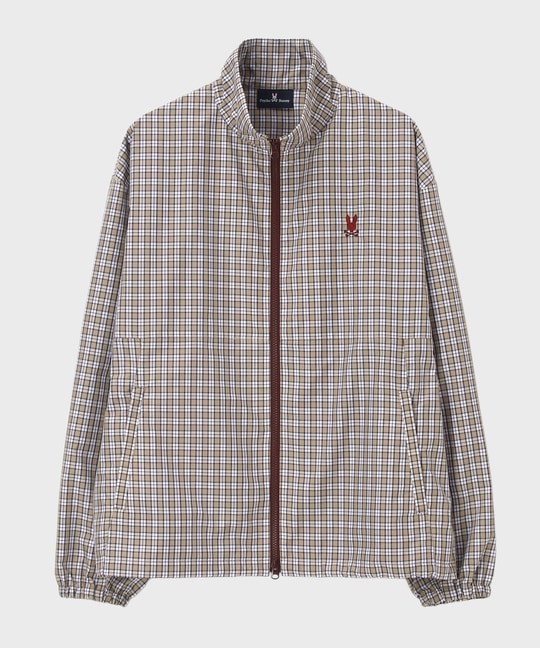 コットンライク ミニチェック スタンドカラーブルゾン