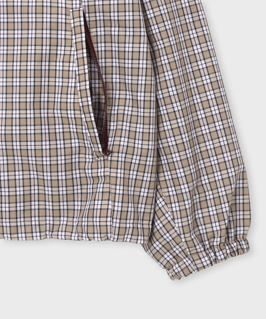 コットンライク ミニチェック スタンドカラーブルゾン