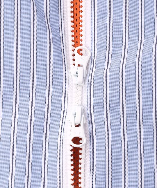 シャツファブリック スタンドカラー ダブルジップブルゾン