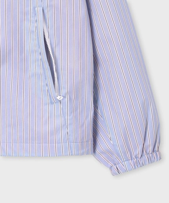 シャツファブリック スタンドカラー ダブルジップブルゾン