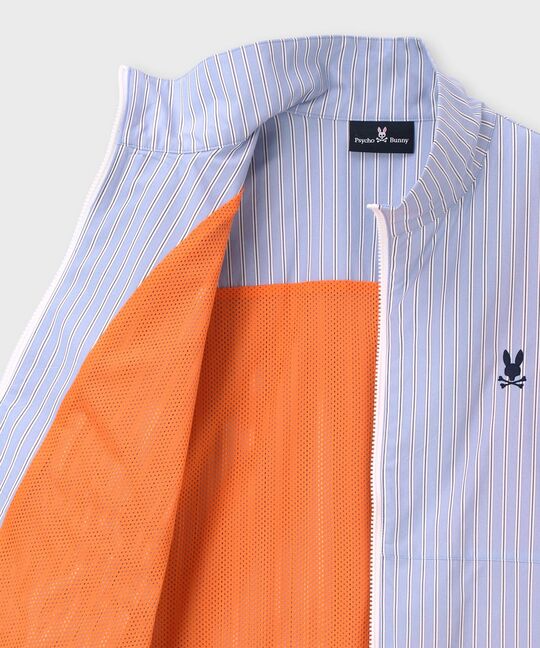 シャツファブリック スタンドカラー ダブルジップブルゾン