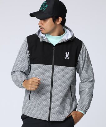 [GOLF]オリジナル総柄切替 　ダブルジップフードブルゾン