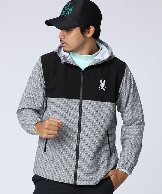 [GOLF]オリジナル総柄切替 ダブルジップフードブルゾン