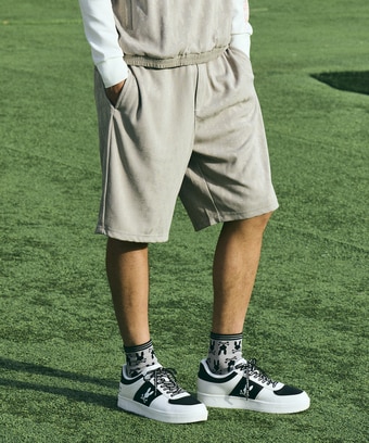 [GOLF]異素材切替シルエットバニージャガード　 ショートパンツ