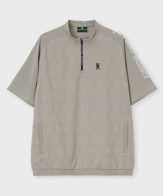 [GOLF]異素材切替シルエットバニージャガード ハーフジップTシャツ