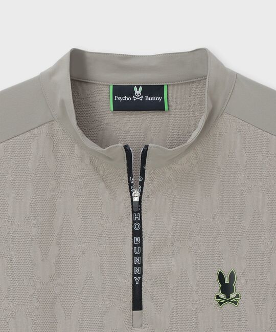 [GOLF]異素材切替シルエットバニージャガード ハーフジップTシャツ