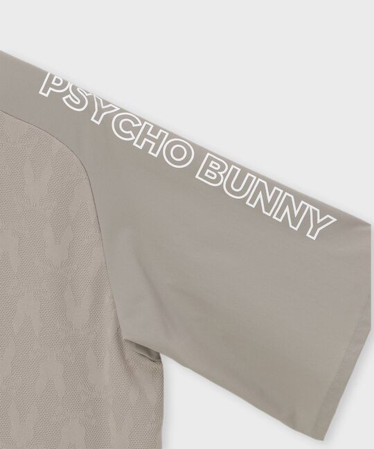 [GOLF]異素材切替シルエットバニージャガード ハーフジップTシャツ