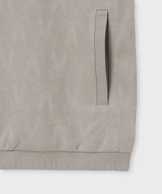 [GOLF]異素材切替シルエットバニージャガード ハーフジップTシャツ