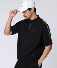 [GOLF]異素材切替シルエットバニージャガード ハーフジップTシャツ
