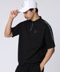 [GOLF]異素材切替シルエットバニージャガード ハーフジップTシャツ