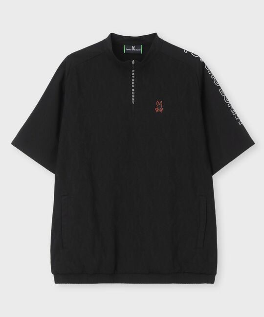 [GOLF]異素材切替シルエットバニージャガード ハーフジップTシャツ