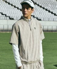 [GOLF]異素材切替シルエットバニージャガード ハーフジップTシャツ