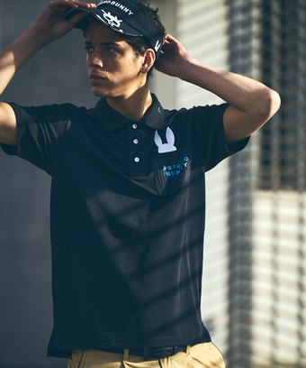 [GOLF]ドライミックス鹿の子　 ポケットバニーポロシャツ